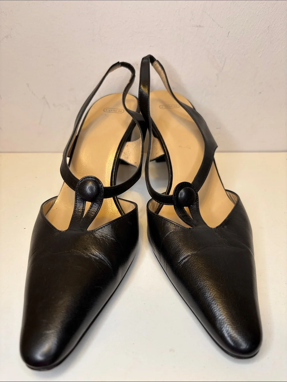 Coach “Joleen “ Slingback Knot Accent Pointed-Toe Heels in Black Italy 8.5 - Picture 2 of 10